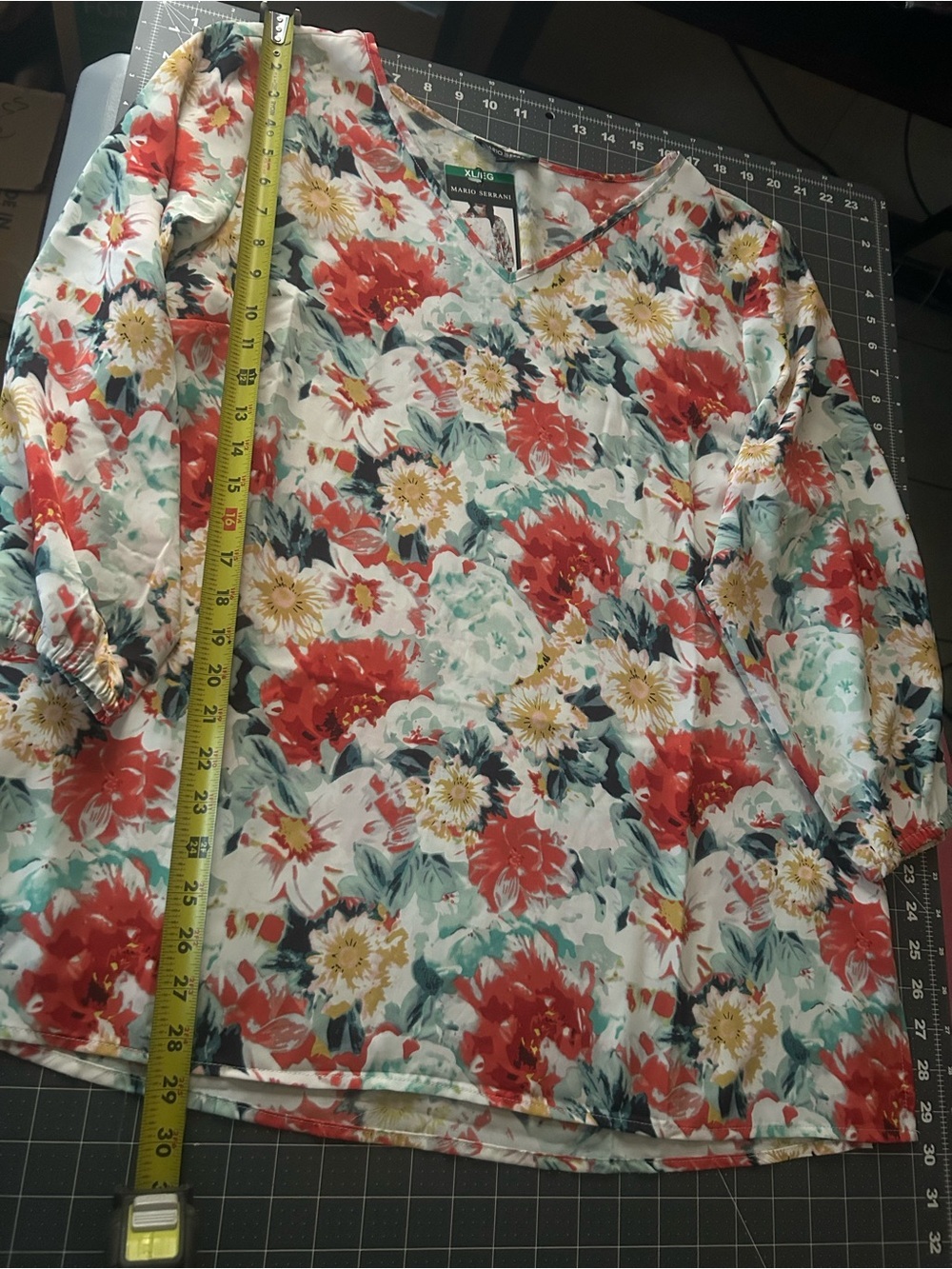 Mario Serrani Multi-Color Floral V-Neck Blouse